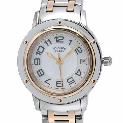 愛馬仕 Clipper Classic Nacre CP1.221.212 4970 女士腕錶 SSxPGP（鍍金）40520