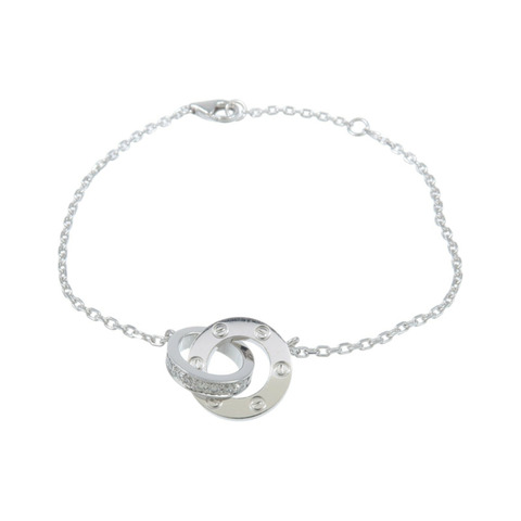 CARTIER 18K白金Love Bracelet On Chain Paved鑽石手鏈