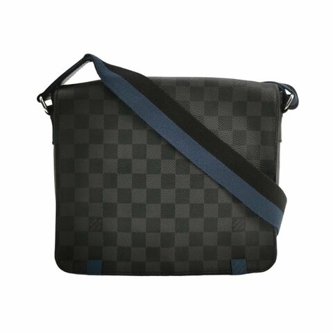 Louis Vuitton (LV) District小號牛皮棋盤格翻蓋斜背包單肩包
