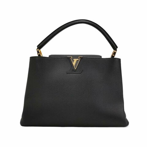 Louis Vuitton (LV) Capucines大號牛皮純色金屬LV搭扣手提包