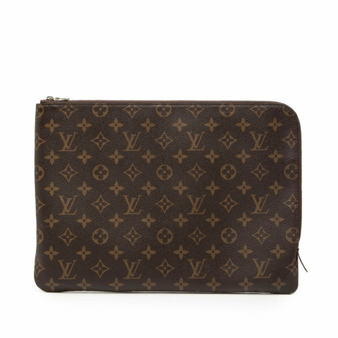 路易威登 Monogram Etui Voyage GM 手拿包，二手 M43443，棕色紫紅色，女士，路易威登