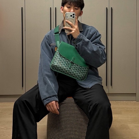 Goyard/戈雅25年新款綠色郵差包