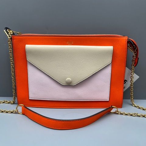 CELINE 拼色信封鏈條包