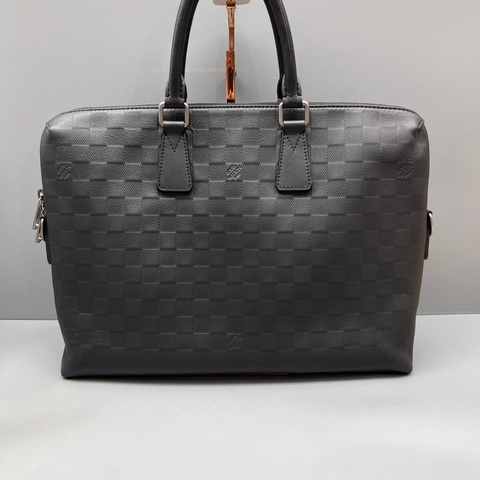 LV 路易威登黑棋盤格公文包 無肩帶