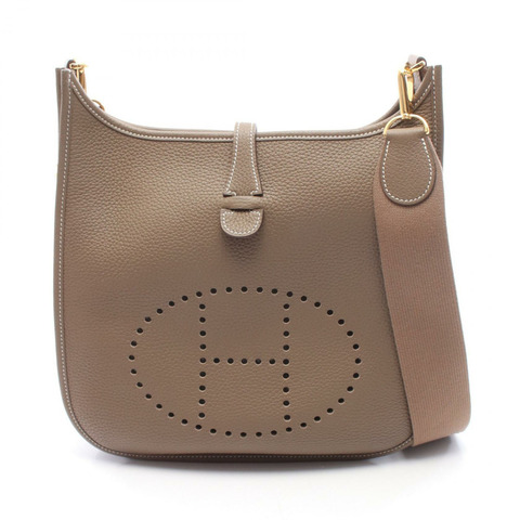愛馬仕 Evelyne 3 PM 單肩斜背包 U Taurillon Clemence Etoupe 二手金色五金