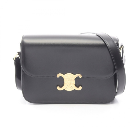 CELINE 經典 Triomphe 中型單肩背包 187363BF438NO 黑色皮革 全新