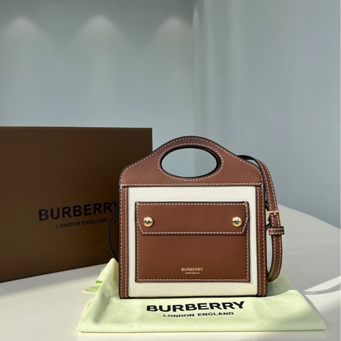 Burberry 迷你帆布拼皮革 Pocket