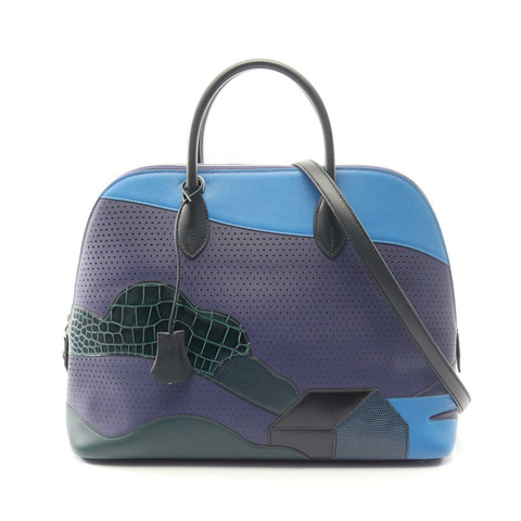 HERMES Bolide1923 35 AUBOUT DU MONDE Blue encre Blue zellige Blue nuit 2WAY 手提包 Vaux Swift 皮革 異國風情皮革