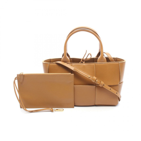 BOTTEGA VENETA 迷你 Arco 單肩手提包 709337 皮革 棕色 二手 女士