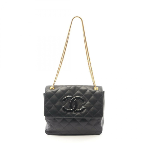 香奈兒 (CHANEL) 絎縫單肩包，羊皮材質，黑色，二手，女士，金色五金