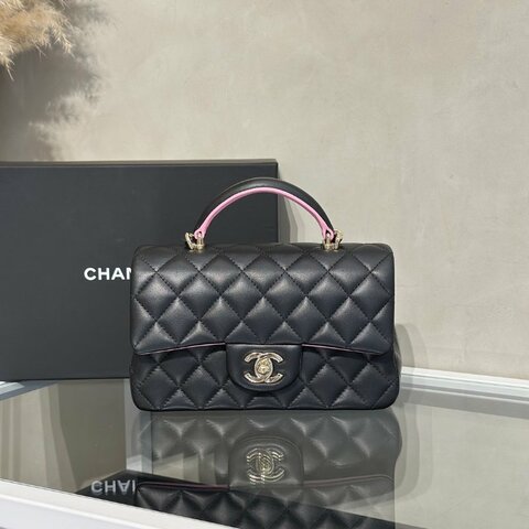 CHANEL 23P Handle Mini CF20 - 黑拚粉金
