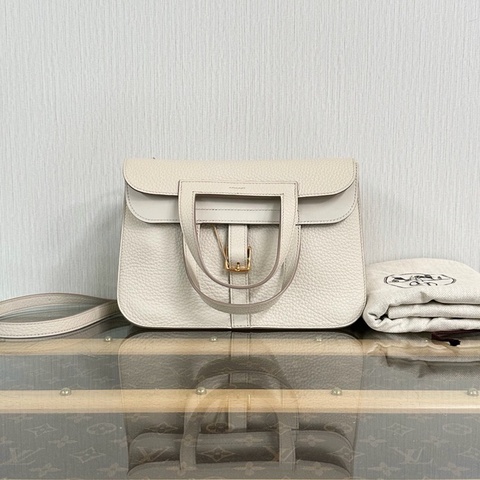 🤍 威選精品｜HERMES Halzan 25 冰川白 金扣 手提肩背斜背包 🤍