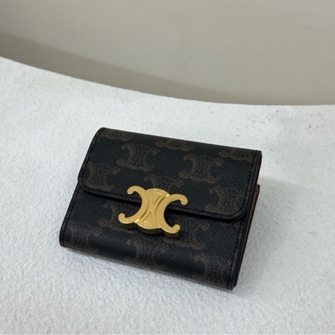 全新 celine Triomphe 二合一凱旋門 卡包錢包 棕褐色