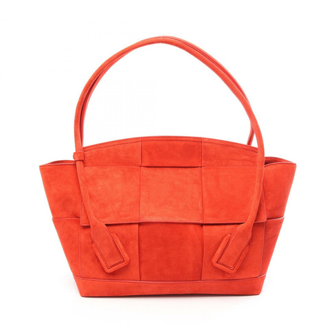BOTTEGA VENETA Arco Maxi Intrecciato 手提包 598244 絨面革紅色二手女式