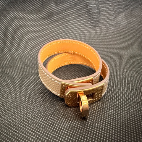 Hermes 18大象灰Epsom 玫瑰金double Kelly 手環