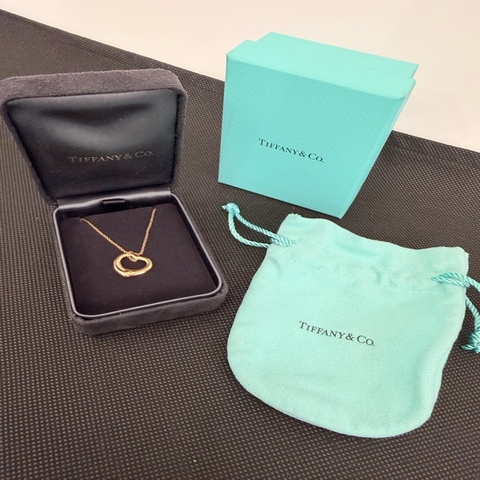 Tiffany &Co. 750玫瑰金5點鑽open heart 項鍊