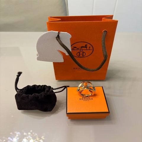 Hermes 金色三環絲巾扣環