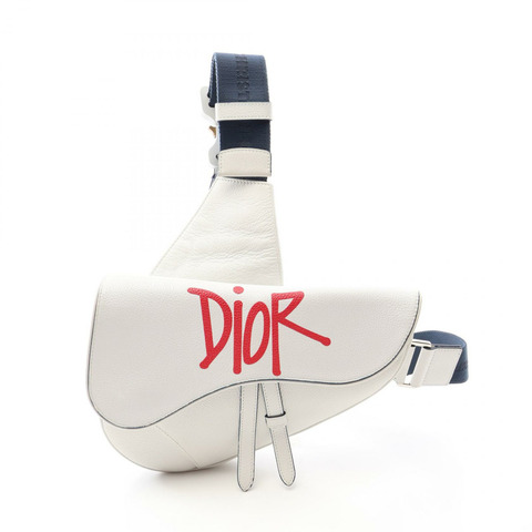 Christian Dior 馬鞍腰帶斜背包，皮革材質，白色、海軍藍、紅色，二手女款