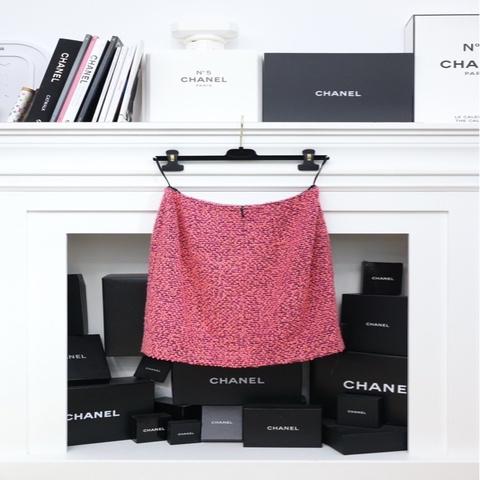 Chanel 94年树莓粉粗花呢半裙