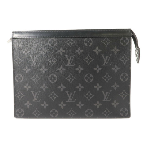 LOUIS VUITTON Monogram Eclipse Pochette Voyage MM銀扣手拿包