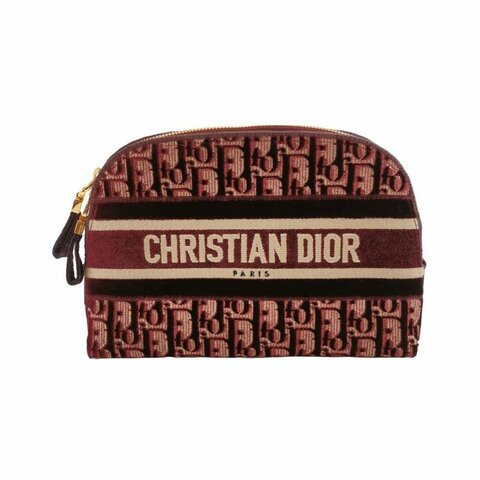 Dior 牛皮帆布絨布Oblique老花字母Logo手拿包