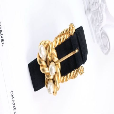 Chanel 90年秀款黑金珍珠腰带