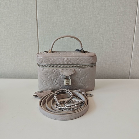 路易威登/Louis Vuitton Vanity 灰紫化妝包手提包斜挎包 小號 全皮 芯片款