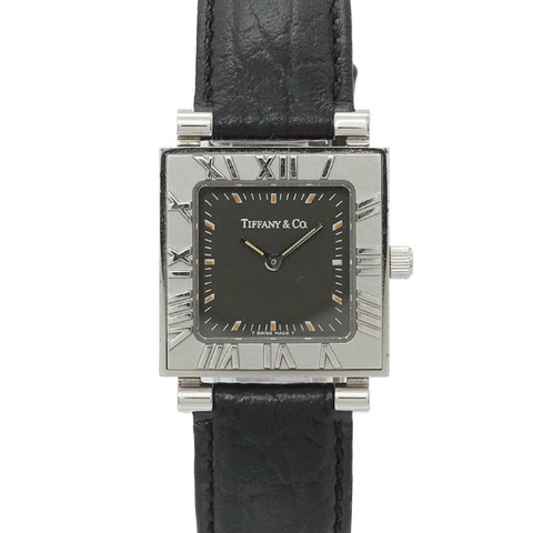 Tiffany & Co.) Atlas Square 13579989 女士腕錶，黑色石英錶
