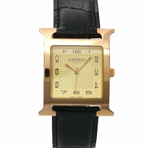 愛馬仕 H-Watch HH1 801 男士腕錶 金色 黑色 石英錶 H