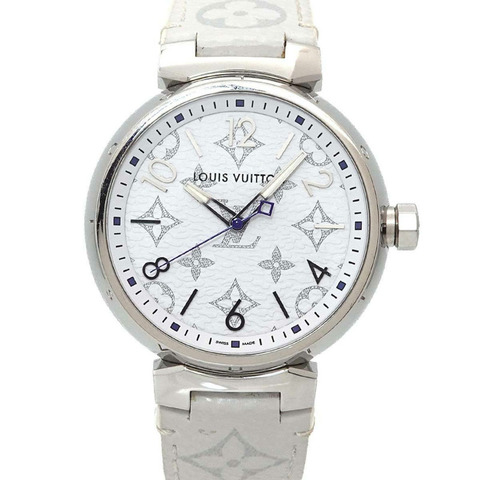 路易威登 Tambour GM Monogram 白色 QA114 男士石英腕錶