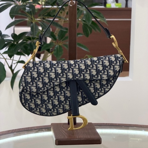 99新 DIOR/迪奧 單肩包 Saddle 馬鞍包 Oblique印花 中號 25.5*20 老花