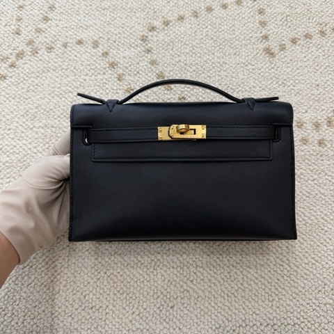 Hermes 愛馬仕 Kelly一代手提包 黑金s皮