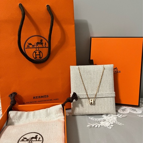 HERMÈS 愛馬仕《全新》Mini Pop H 白色金釦項鍊｜金色鍊｜完整配件｜專櫃正品