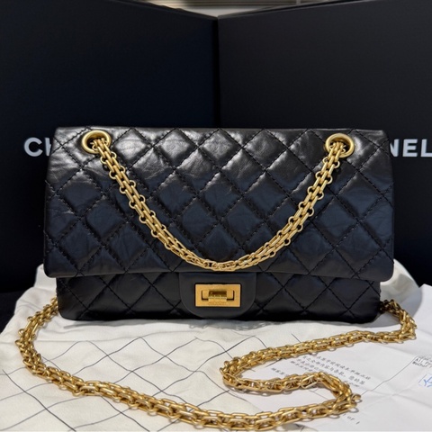 閒置未使用香奈兒Chanel 黑金芯片2.55小號 牛皮