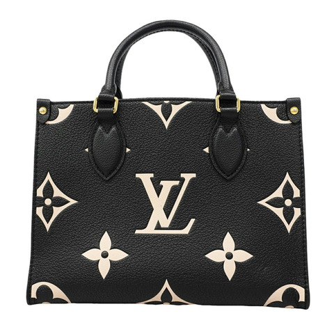 路易威登 Monogram Empreinte Bicolor OnTheGo PM 手提包 M45659 黑色/米色 兩用包 女士