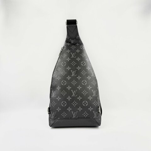 Louis Vuitton -黑灰原花銀釦Duo胸口包m30936