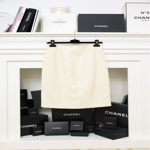 Chanel 94年黑白拼色描线滚边半裙