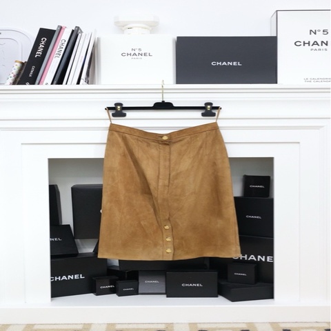 Chanel浅棕色麂皮半裙