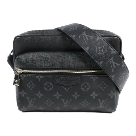 LOUIS VUITTON Monogram Eclipse/Taiga Outdoor Messenger銀扣肩背袋