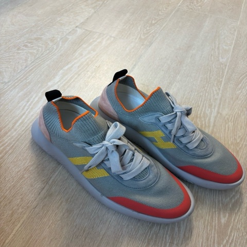 HERMES愛馬仕 Crew Sneaker 織物 小牛皮運動 防滑耐磨 低筒 生活休閒鞋 女款 風暴灰 39碼 閒置