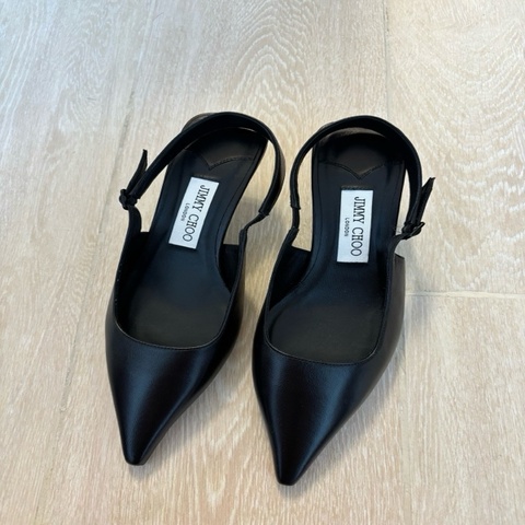 JIMMY CHOO 黑色羊皮亮面尖頭高跟鞋 38碼 閒置未使用