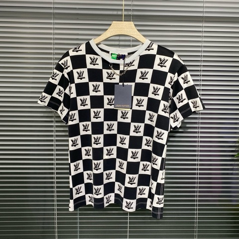 【99新】Louis Vuitton LV 短袖 tee 黑白棋盤格 鏈條
