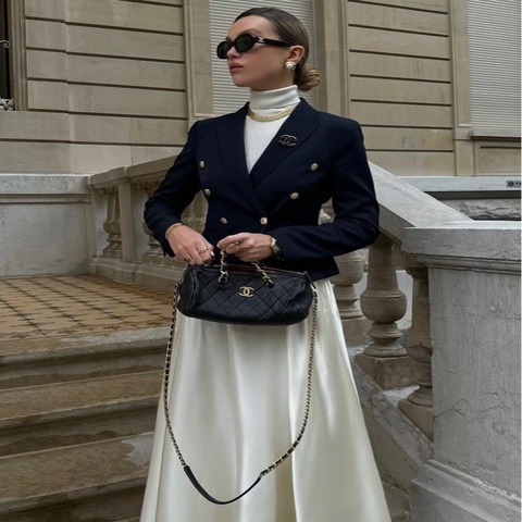 CHANEL/香奈兒 黑金鍊條 保齡球包 大號 27cm 30開