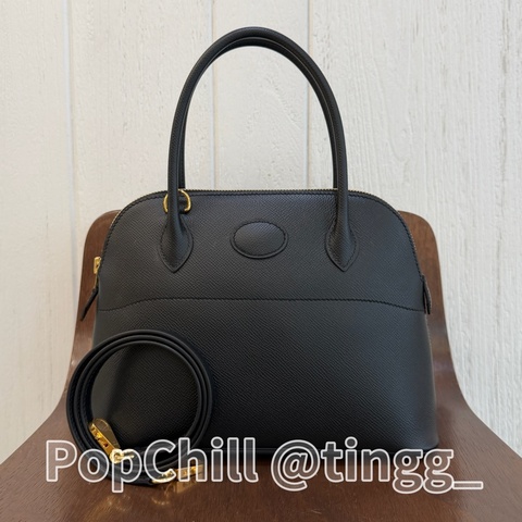 Hermes 89黑Epsom皮 Bolide27金釦手提肩斜背包