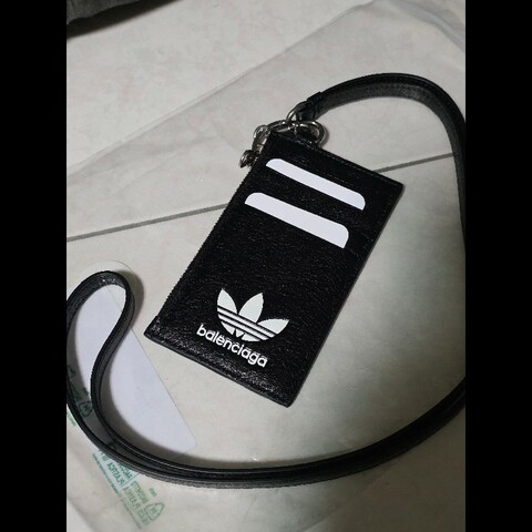 [全新] BalenciagaxAdidas 聯名卡夾 附掛繩 黑色