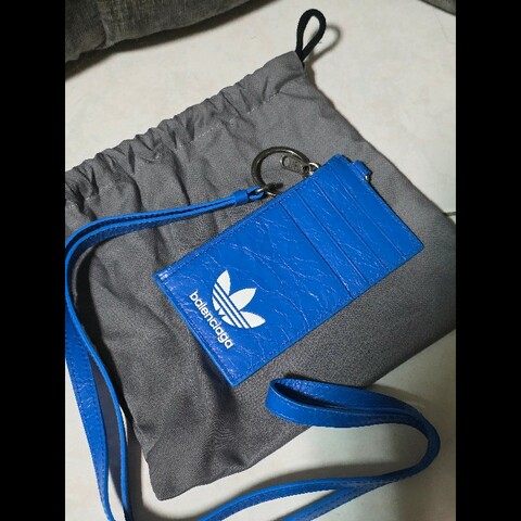 [全新] BalenciagaxAdidas 聯名卡夾 附掛繩 藍色