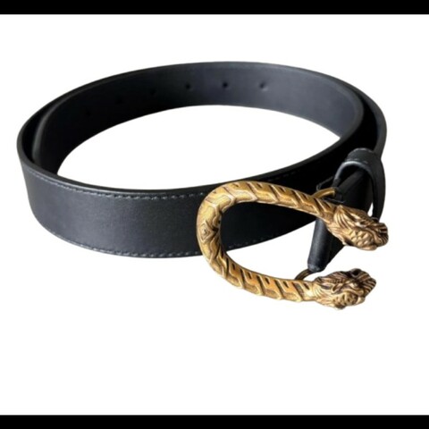 Gucci Dionysus 金扣黑色皮革腰帶 皮帶 100cm