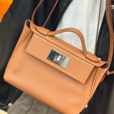 🐎Hermes愛馬仕｜2424 mini 金棕銀扣｜98新以上膜還在｜Z刻