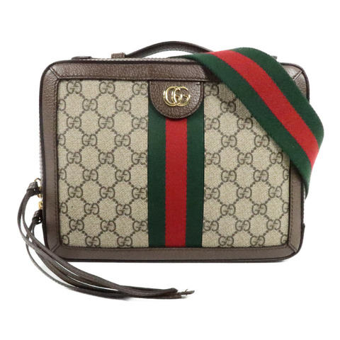 GUCCI 牛皮皮革/塗層帆布Ophidia GG手挽肩背兩用袋