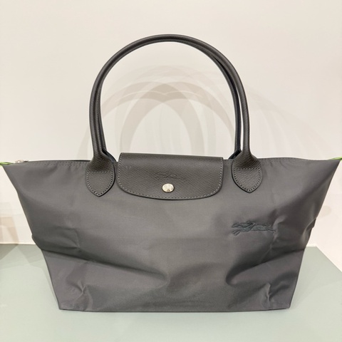 Longchamp Le Pliage Green 系列 長柄M號 石墨灰